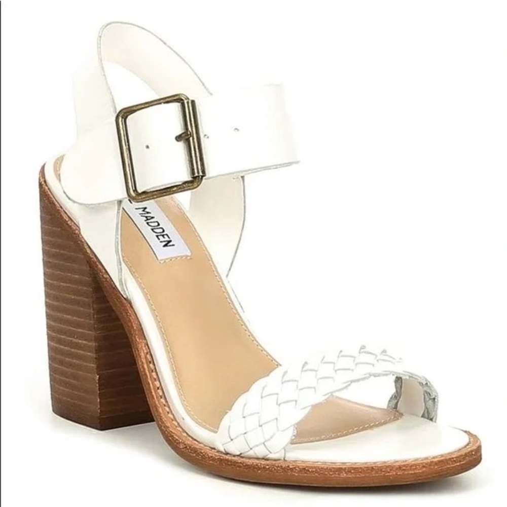 Steve Madden Leather Woven Heeled Sandals